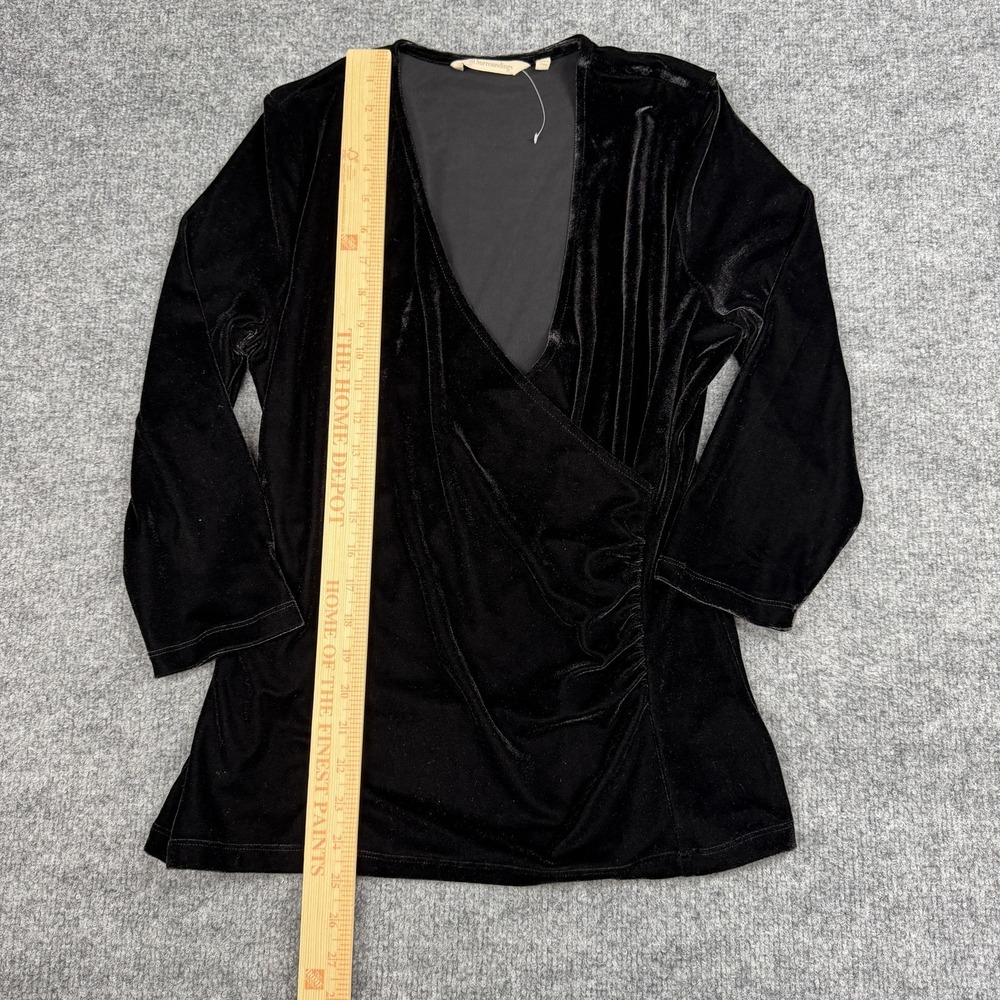 Soft Surroundings Shirt Womens Medium Black Velvet Tunic Wrap‎ Top Party Holiday - Picture 5 of 11